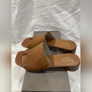 Franco Sarto Tan Leather Slide Sandals